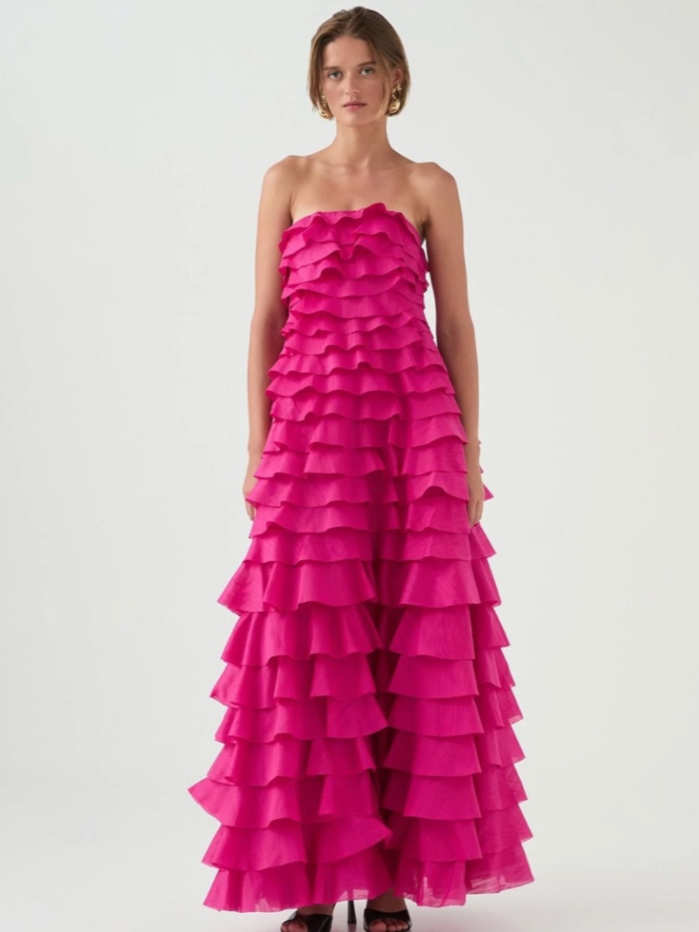 Aje Pleated Magenta Gown